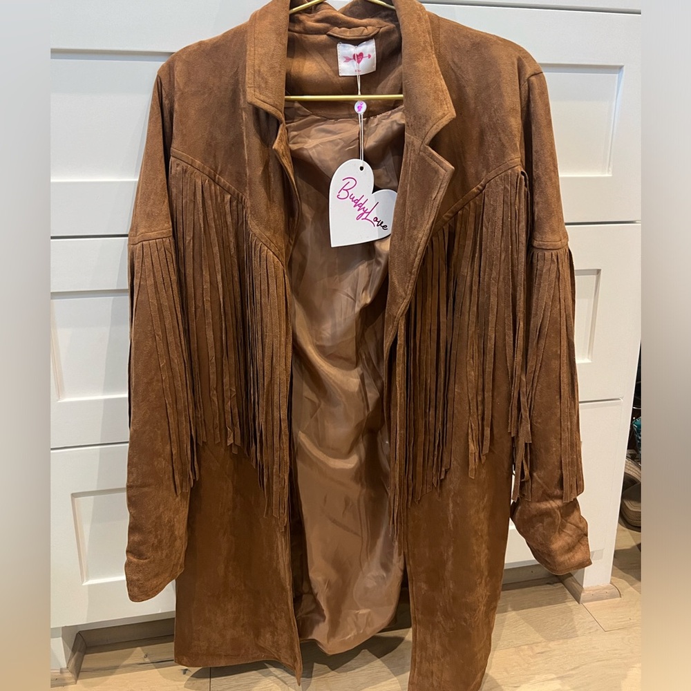 Buddy Love Fringe Suede Jacket, small